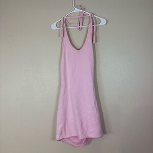 Hidden Cult pink halter open back mini dress